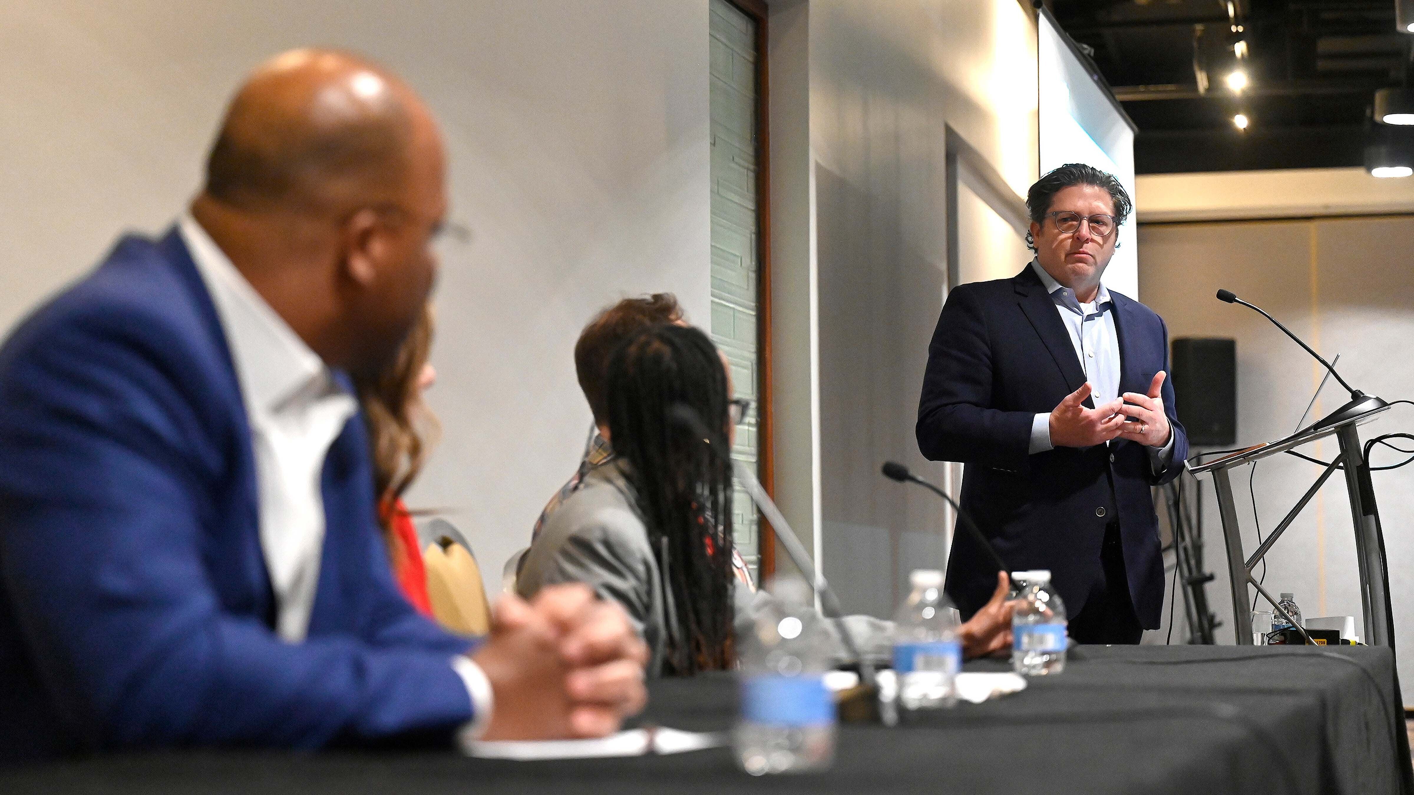 Matt Summy, VP of Strategic Plannning for Impact & Inclusion at Comcast, moderated a panel on leveraging digital equity grants from a funders lens.